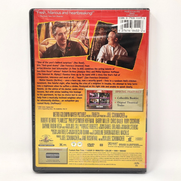 Flawless (DVD, 1999, Widescreen) Drama Di Niro Seymour Hoffman Friendship Rare - Picture 2 of 10